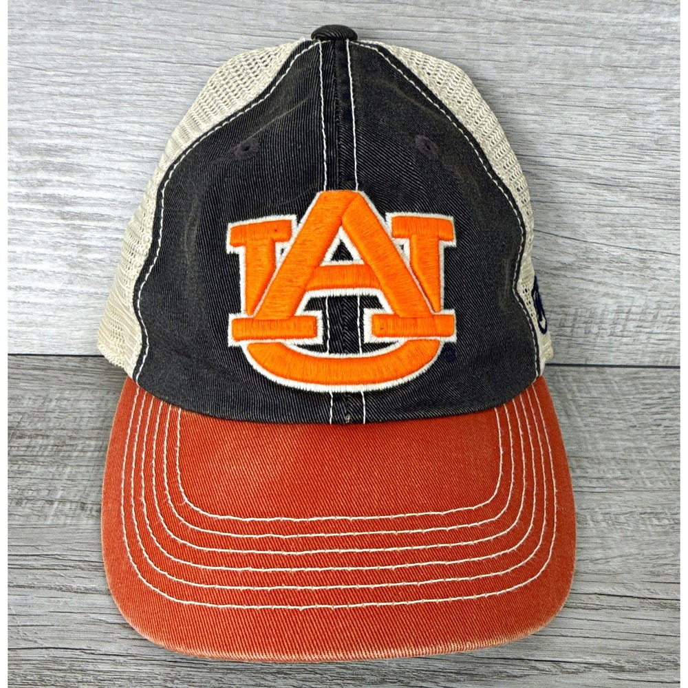Auburn Tigers Top of the World Trucker Hat Distressed Black Orange NCAA Snapback